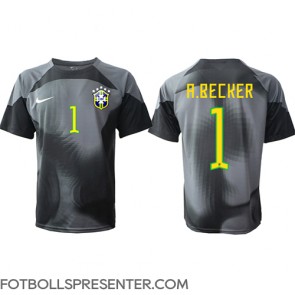 Brasilien Alisson Becker #1 Målvakt Hemma Matchtröja VM 2022 Kortärmad